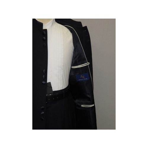 Traje Para Hombres APOLLO KING Bandas Sin Cuello Chino Mandarín Pierna Ancha AG92 Azul Marino - Imagen 9 de 26