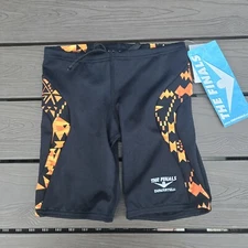 TYR The Finals Geometric Splice Swimwear Boy Black/orange Jammers Size 22 New