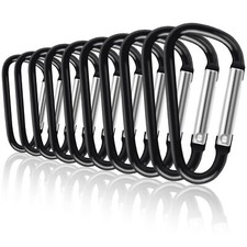100Pcs Carabiner Clips Aluminum Locking Spring Hook Keychain D Shape Heavy Du...