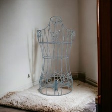 Vintage  Metal Wire Duck Egg Blue Mannequin Shabby Chic Dressmaking Display