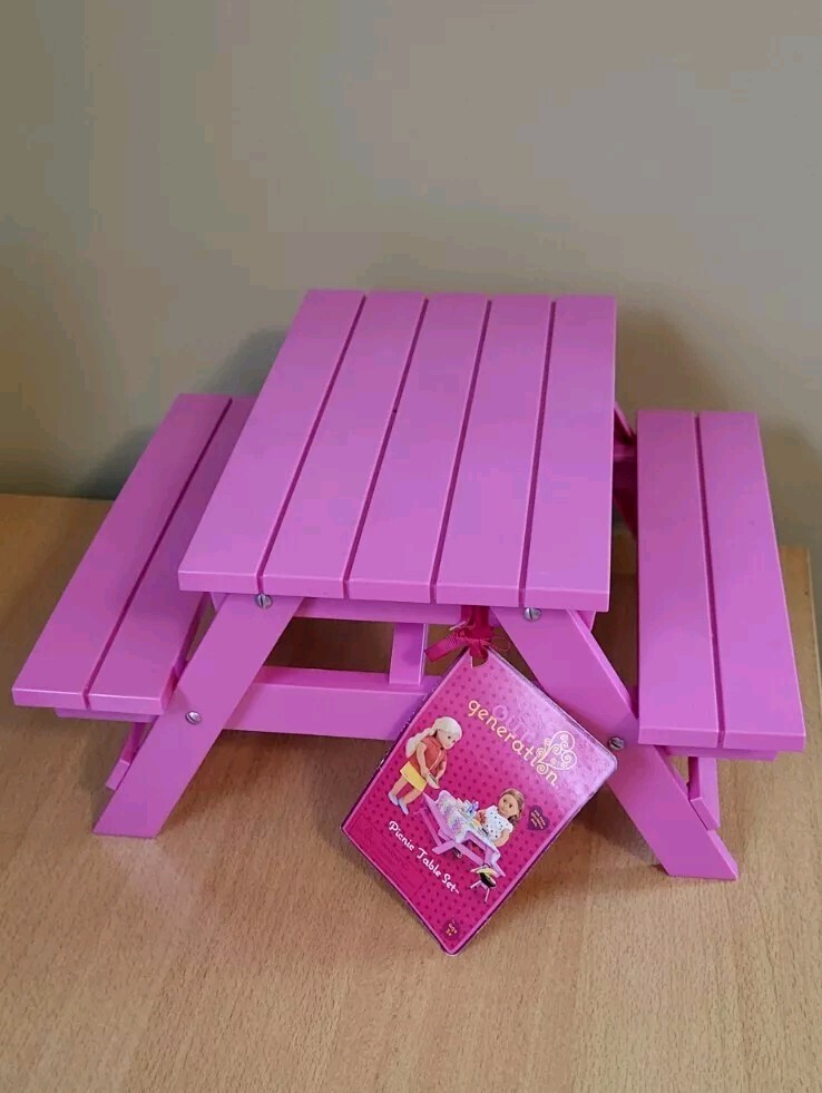 Our Generation 2020 Pink Picnic Table for 18