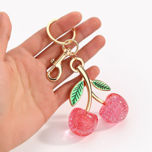 Fashion Large Glitter Alloy Cherry Keychain vente en gros Fruits Cherries Pendant Keyring-w