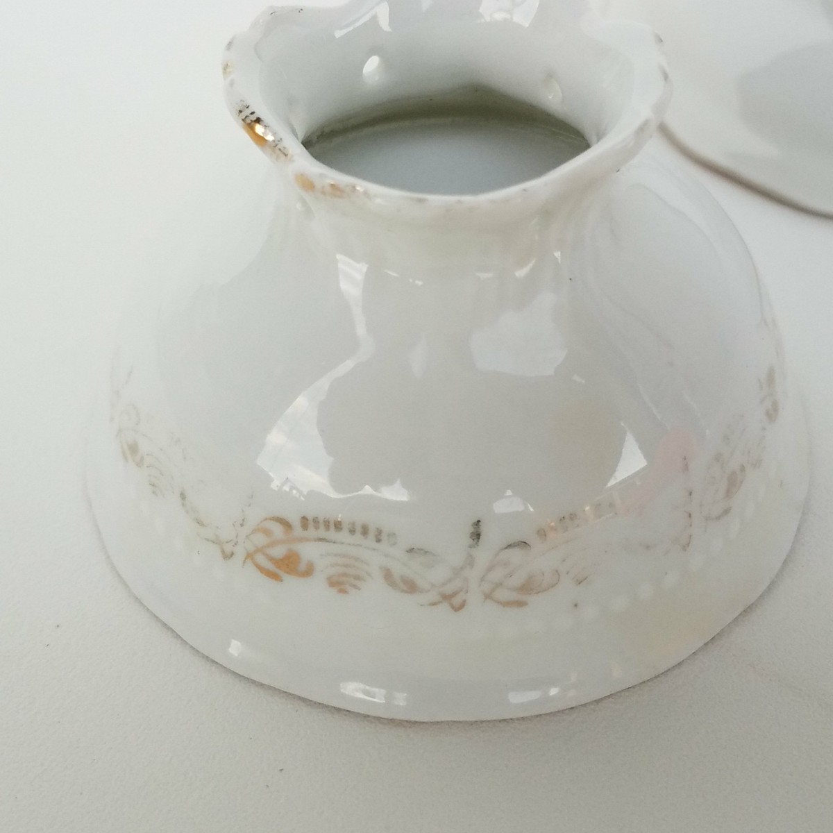 Plateau à Vin Ancien - Porcelaine, Bois Et Laiton - Inscription Allemande - Vintage