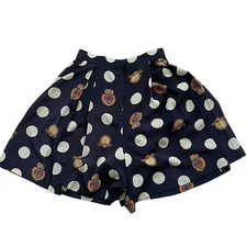 Be. ART ESQUIRE Polka Dot Pleated Mini Shorts Women's Multicolor Logo Print