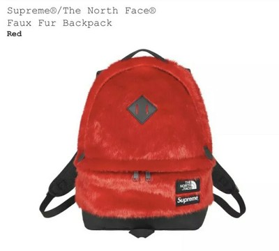 Auténtico Supremo/The North Face-Mochila De Piel Sintética Rojo En Mano  Listo Para Envío | eBay