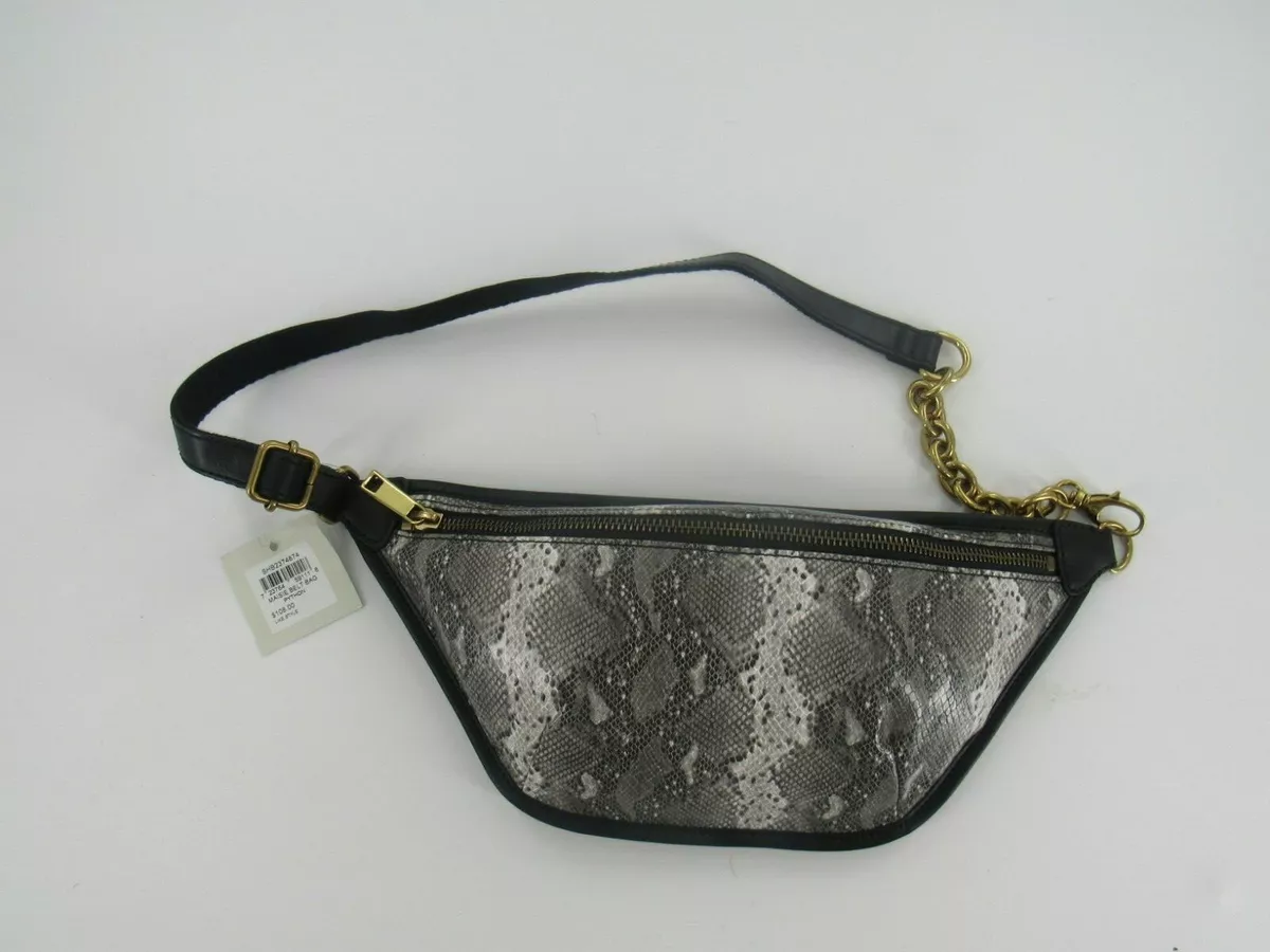 FOSSIL Maisie BELT BAG Fanny Pack Black Ivory Snakeskin PYTHON NWT