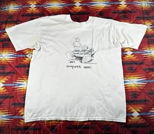 Vintage Computer Whiz Single Stitch White T Shirt Art Tech Funny 80's Stedman XL