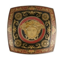 VERSACE BY ROSENTHAL MEDUSA RED 7" SQUARE CANDY DISH 102721-25818 BRAND NIB F/S