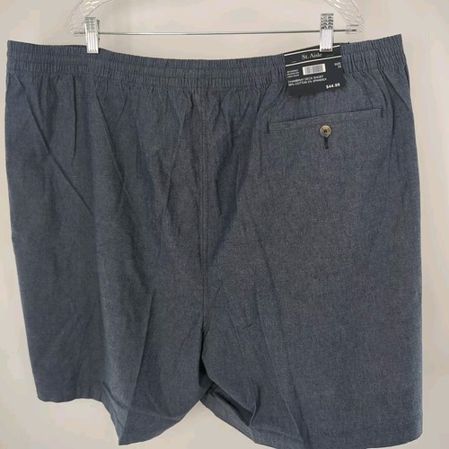 St Aisle Mens Deck Shorts 3XL Classic Fit Chambray Blue Elastic Drawstring Waist - Picture 3 of 4
