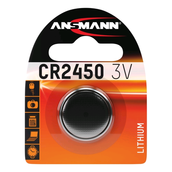 5020112 CR2450 Batteria Ansmann al litio size CR2450 3V 630mAh Dim.24,5×24,5×5mm