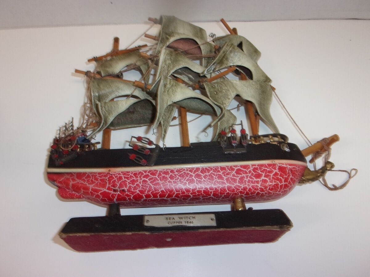 Vintage Wooden Sea Witch Clipper 1846 Model Sailing Ship 11 Vintage Wooden Sea Witch Clipper 1846 Model Sailing Ship 11