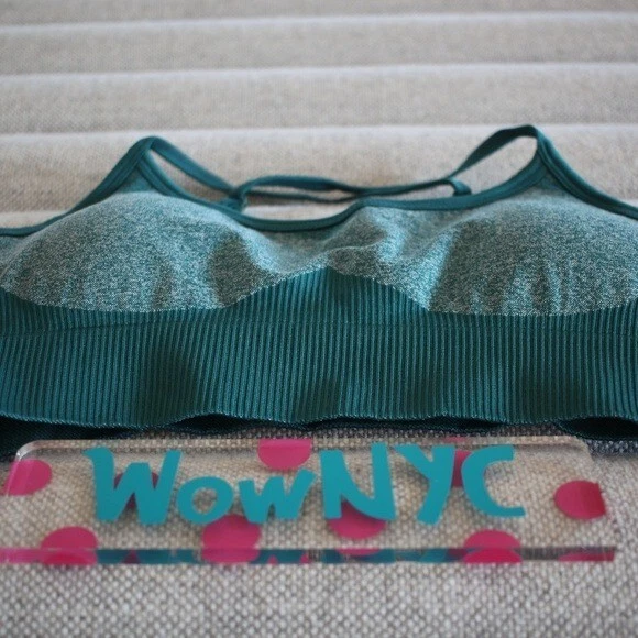 Sujetador deportivo espalda cruzada para mujer medio verde tejido bralette yoga elástico gimnasio Foto 4 de 4