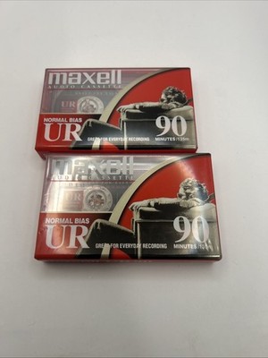 2 NEW Maxwell UR 90 Minute Blank Audio Cassette Tape Sealed
