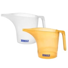 Funnel Pitcher with Spout 2pc Set | 1 Liter Plastic Measuring Pitchers for Ca...