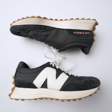 New Balance 327 Black White Suede Nylon Shoes WS327BL Womens 10 Mens 8 Sneakers