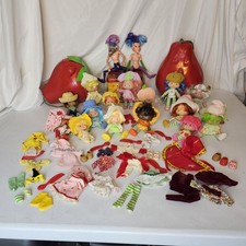 Strawberry Shortcake Friends Large Lot 1980's Dolls Clothes Shoes Combs Cases