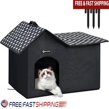 Large Waterproof Cat House W/ Double Sided Cushion Easy Clean Pet Shelter New
