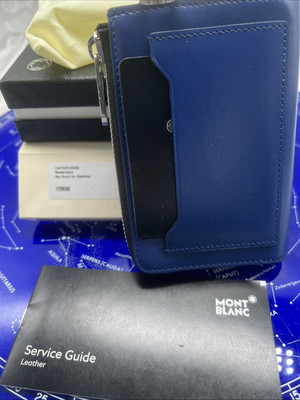 $360 MSRP - Montblanc 129690 Key Pouch 4cc Black Blue | eBay