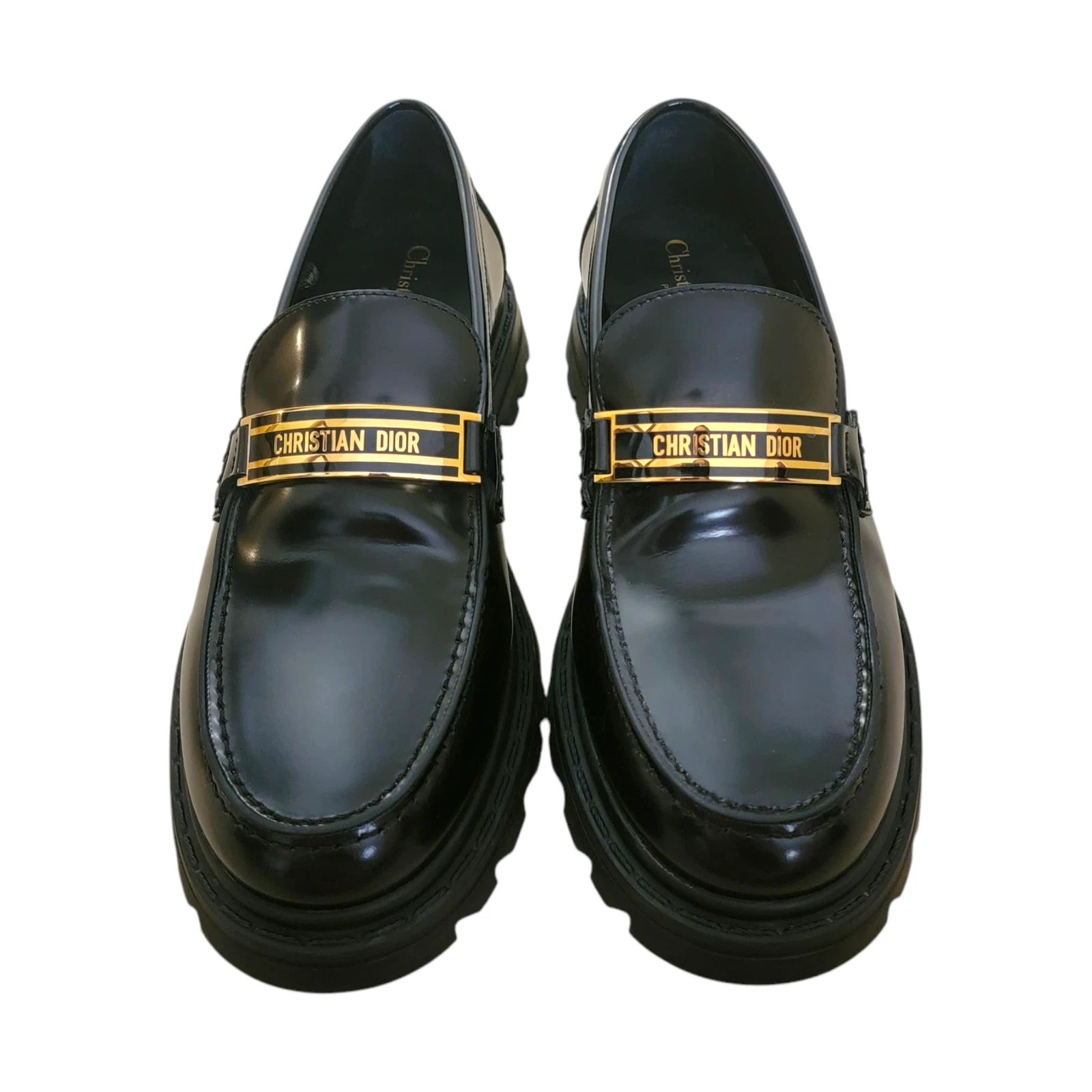 Mocassins plats Christian Dior cuir noir code semelle à pattes femme 11,5 41,5 D 