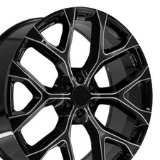 26 Inch Black Milled Snowflake 5904 Rim Fits Chevy Silverado Tahoe Suburban