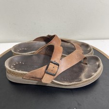 Mephisto Helen Sandals Women 8 Brown Leather Soft-Air Comfort Footbed Slip-On