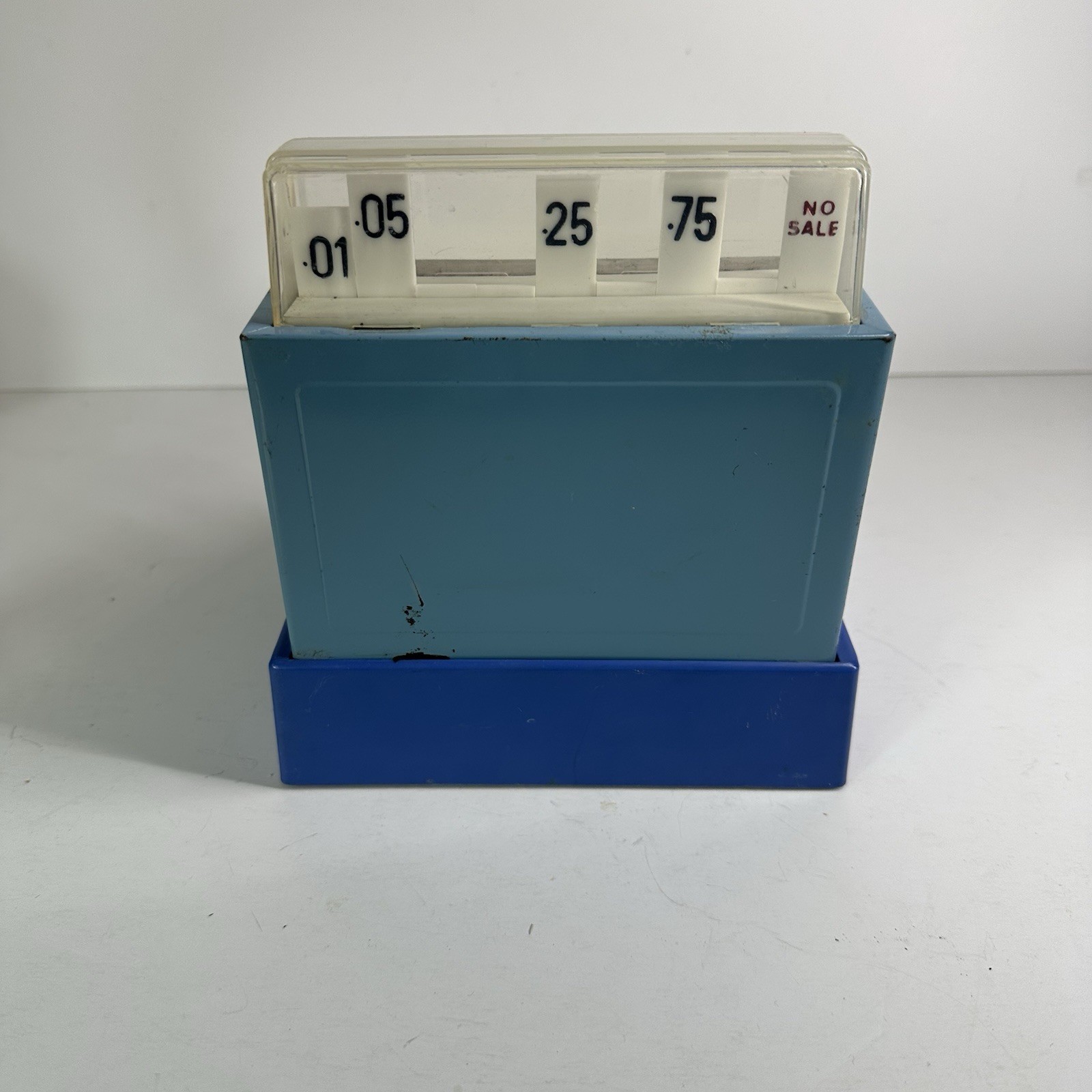 как выглядит Vintage 1950s Tom Thumb Toy Cash Register Blue Metal Cash Drawer Metal Cash Box фото