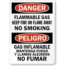 No Smoking Sign Bilingual Aluminum Weatherproof Outdoor Danger Warning