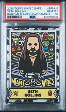 2025 Topps WWE x Bape Seth Rollins Baby Milo Black & White Camo #/50 PSA 10