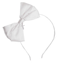 Wowser First Communion Headband, Girl Hair Accessory, Religious Bow and Cross He