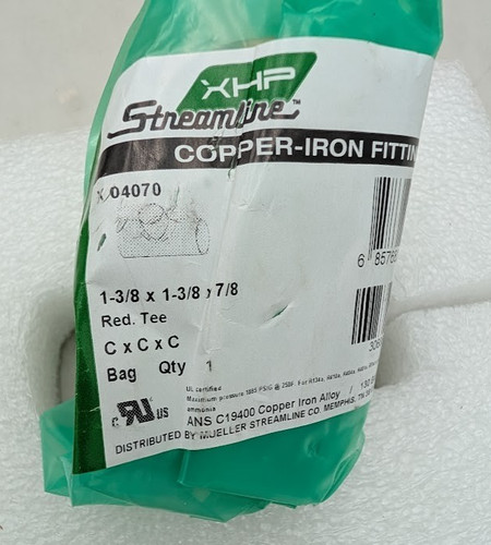 XHP Streamline Copper-Iron Fitting Reducer 1-3/8" x 1-3/8" x  7/8"  X04070