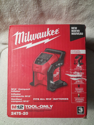 Milwaukee 2475-20  M12  12V  120 PSI Cordless Compact Tire Inflator - Open Box