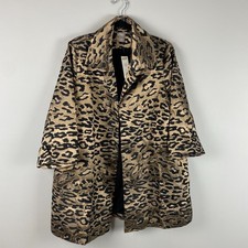 Chicos Topper Shantung Hi Low Jacket Size 2 US Large 3/4 Sleeves Animal Print