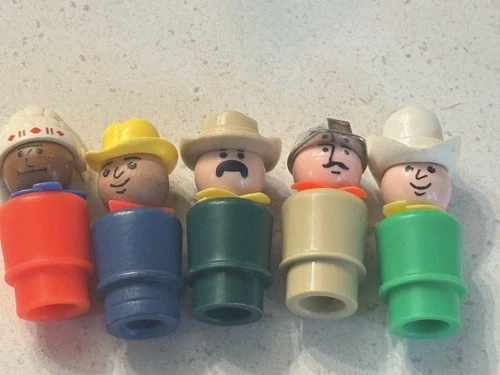 Vintage Fisher Price little people Lot Indian Sheriff  Cowboy Western  Worker