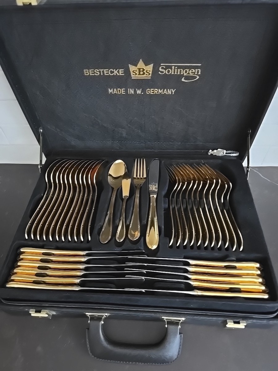 SBS Bestecke ゴールドカトラリーセット 23/24K SBS Bestecke Solingen 74 PC 23/24k Gold Plated Flatware Set
