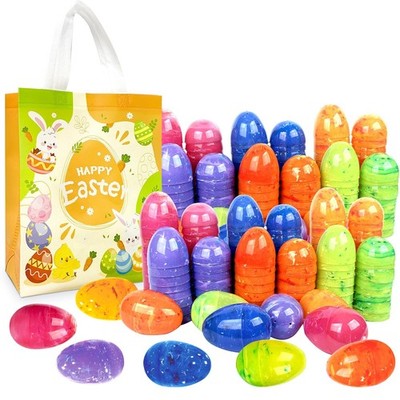 400Pcs 2.36'' Tall Iridescent Marble-like Plastic Easter Eggs for Kids Egg Hu...