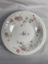 Theodore Haviland Limoges 7.5  Soup Bowl-Pink Flowers Roses