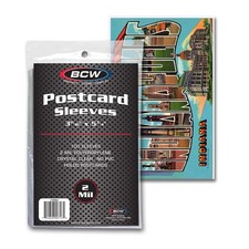 Pack of 100 BCW Acid Free Archival 2 mil Postcard Poly Sleeves - 3 11/16 x 5 3/4