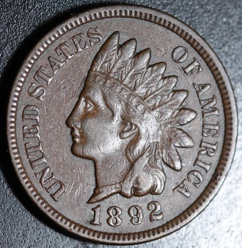 1892 INDIAN HEAD CENT - With LIBERTY & DIAMONDS - XF EF