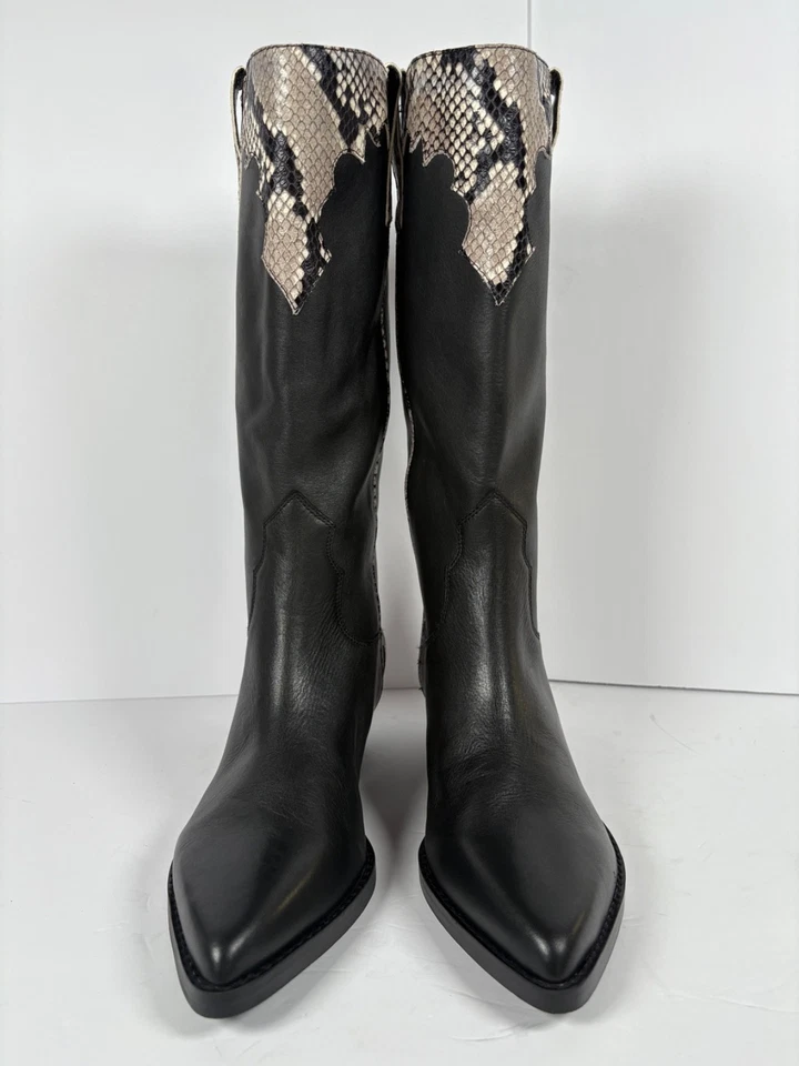 Bota occidental Marc Fisher LTD Hilaria para mujer talla 8 cuero negro/piel de serpiente Foto 4 de 4