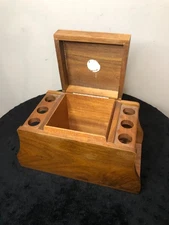 Vintage Wooden Tobacco 6 Pipe Holder / Humidor