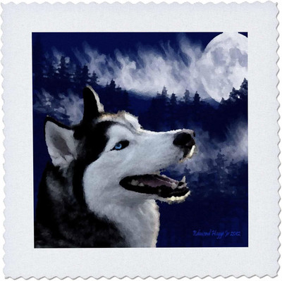 Qs_13656_1 Blue Eyed Alaskan Husky Quilt Square, 10 by 10-Inch