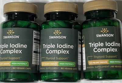 3 Pack High Potency Triple Iodine Thyroid Complex 12.5 mg 180 Veggie Caps (3x60)