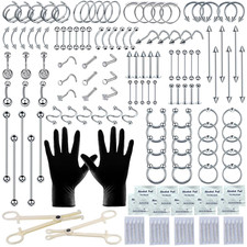 153-Piece Piercing Kit with Needles  316L Stainless Steel Jewelry for All Types