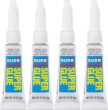 Duro Super Glue, Clear Superglue, 0.07 fl oz Tube, 4 Pack - Cyanoacrylate