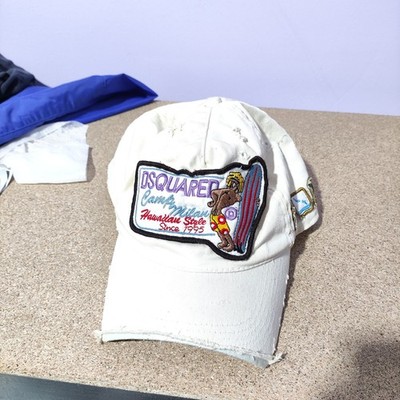  ️ DSQUARED2 ''Camp Milan Hawaiian Style'' Distressed Cap   One Size