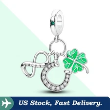 KUNSIR 925 Sterling Silver DIY Charm For Bracelet Clover Infinity Charm Pendant