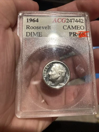 1956 ACCUGRADE Rare Vintage Holder Silver Proof Cameo Roosevelt Dime ACG