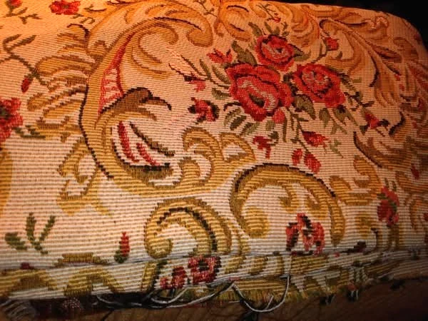 Remnant tapestry upholstery fabric roses tan background cottagecore 35 X 54" - Image 3 of 3