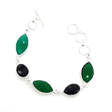 Emerald Black Spinel Simulated Gemstone Bracelet 7 h136