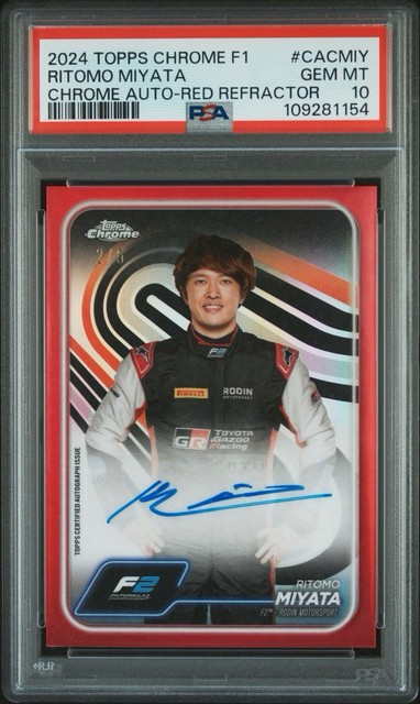 2024 Topps Chrome F1 Ritomo Miyata Red Refractor Auto /5 #CAC-MIY PSA 10